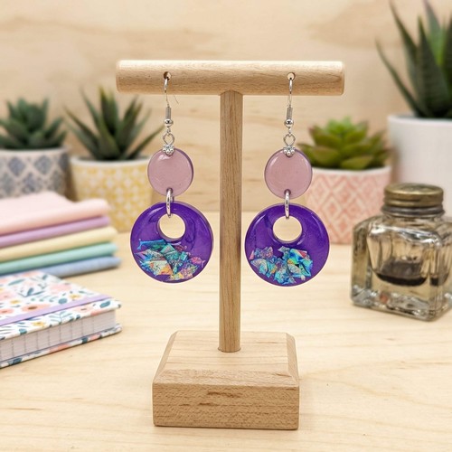 Resincrete purple earrings - purple,